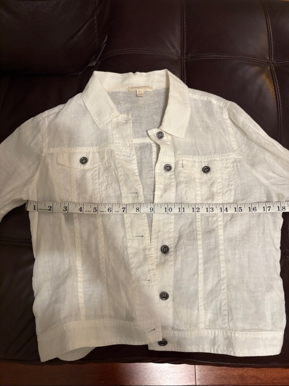 Eileen Fisher Cream Linen Jacket - Picture 8 of 10